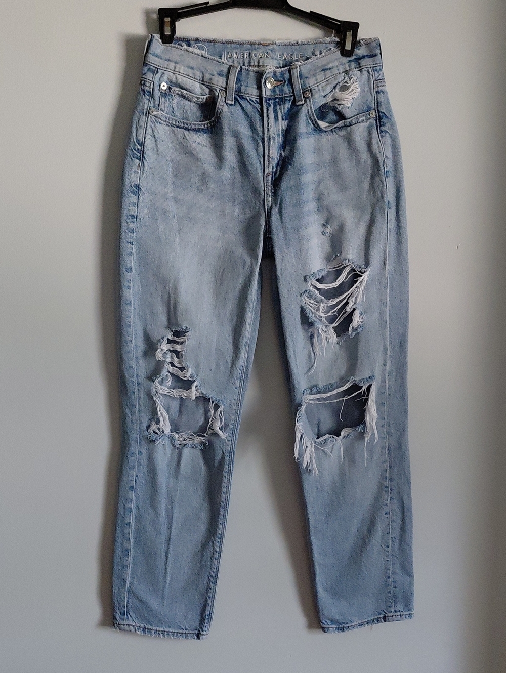 American Eagle Outfitters 90s Straight Jeans Distressed Lightwash Y2K Sz 2 Short